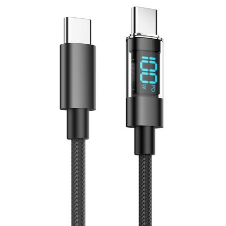 کابل فست شارژر Type-C به Type-C دارای نمایشگر طول یک متر